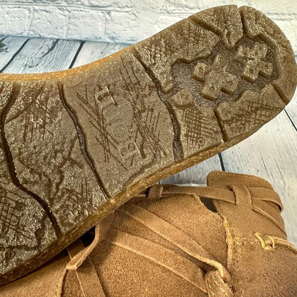 Born Boots Womens 7 Tarkiln Natural Booties Brown Suede Distressed Boho Zip Lace - Picture 2 of 10